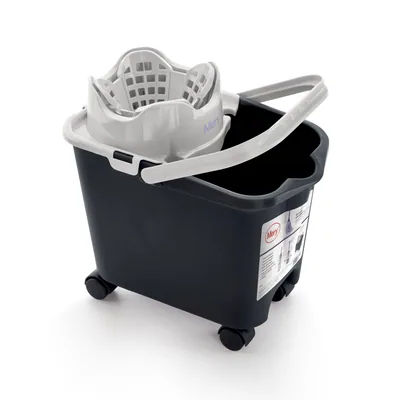 Mery Cubo fregona con ruedas escurridor automático 14L gris – foto 6