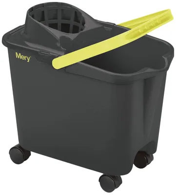 Mery Cubo fregona con ruedas giratorias y escurridor 14 litros gris (pack de 2)