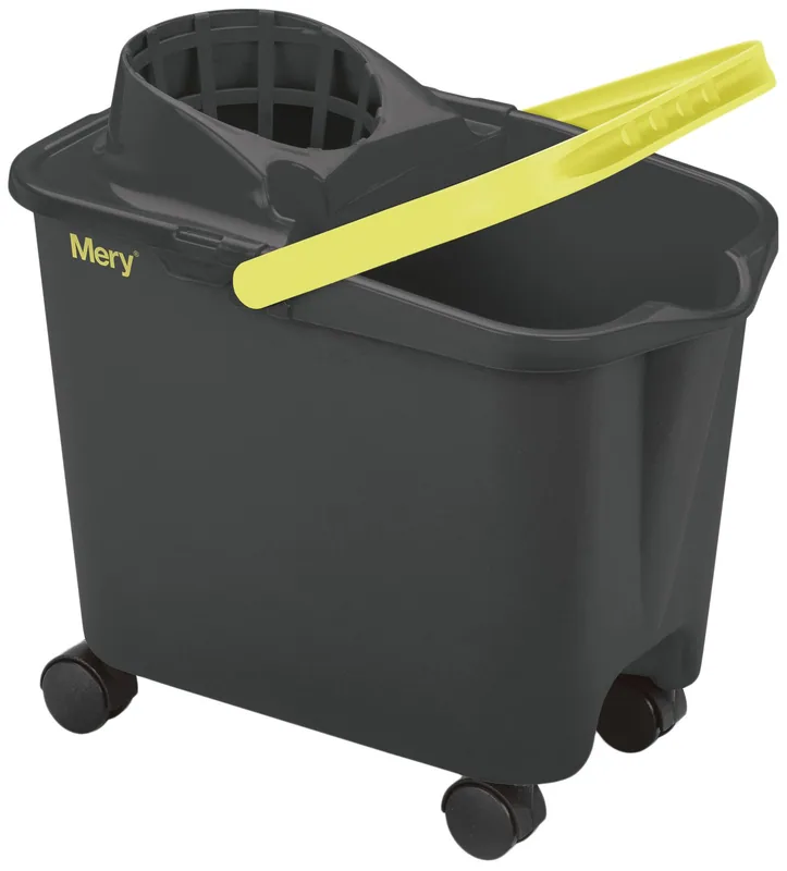 Mery Cubo fregona con ruedas giratorias y escurridor 14 litros gris