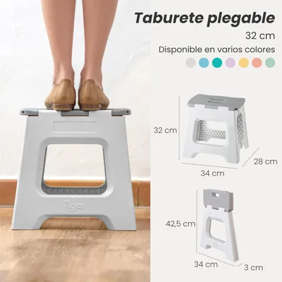 Vigar Taburete Plegable Portatil Compacto para Adultos 32 cm - 1 unidad – foto 5