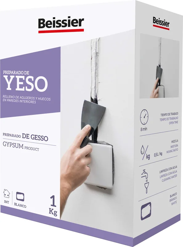 Beissier M28044 Yeso fino preparado rellenos 1 kg - pack de 5 unidades
