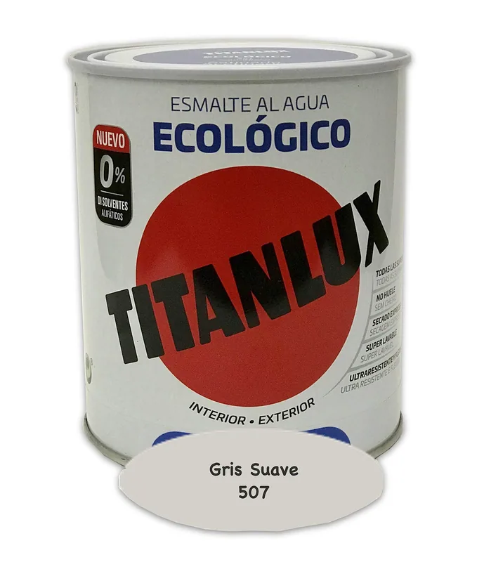 Titanlux 00T054934 esmalte agua ecológico brillante gris 750 ml