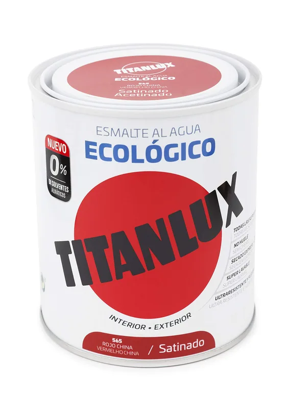 Titanlux 01T056534 esmalte agua ecológico satinado rojo 750 ml