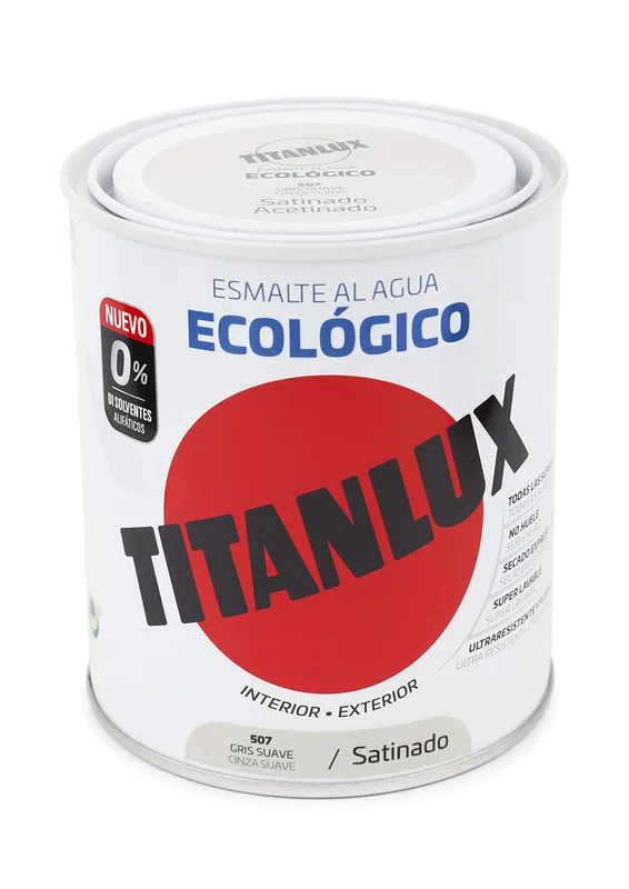 Titanlux Esmalte agua ecológico satinado gris suave 750 ml