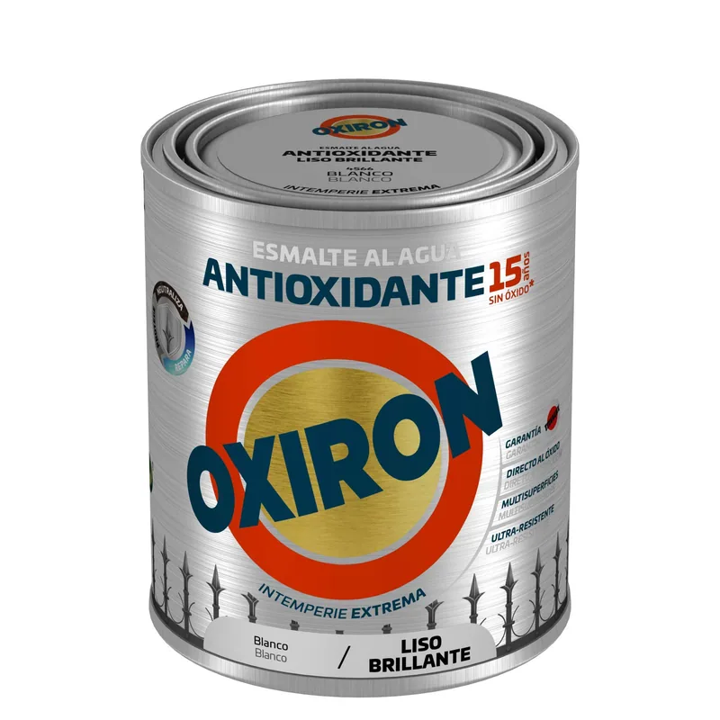 Oxiron Esmalte liso brillante al agua blanco, 750 ml