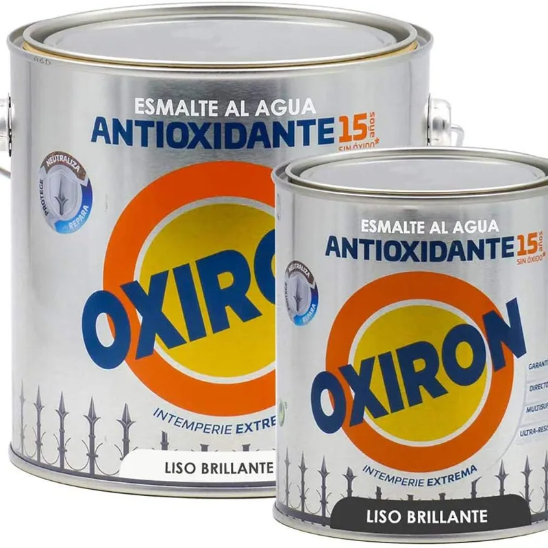 Oxiron Esmalte antioxidante al agua liso brillante tabaco, 750 ml