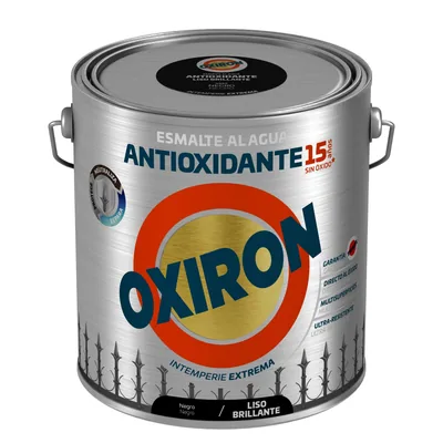 Oxiron esmalte antioxidante al agua liso brillante negro, 2,5 l