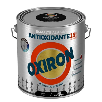 Oxiron esmalte antioxidante al agua liso satinado negro, 2,5 l