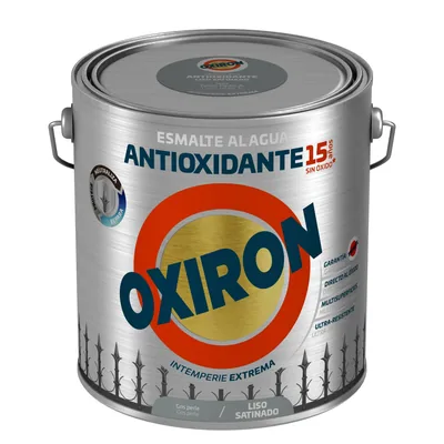 Oxiron esmalte antioxidante al agua liso satinado gris perla, 2,5 l