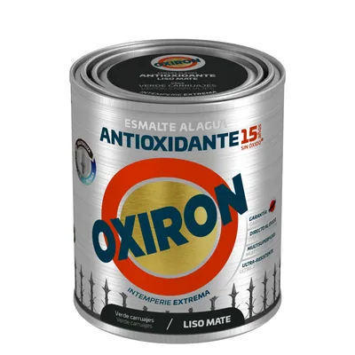 Oxiron esmalte antioxidante al agua liso mate verde carruajes, 750 ml