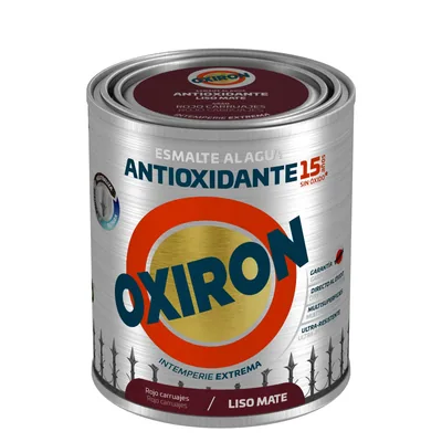Oxiron esmalte antioxidante al agua liso mate rojo carruajes, 750 ml