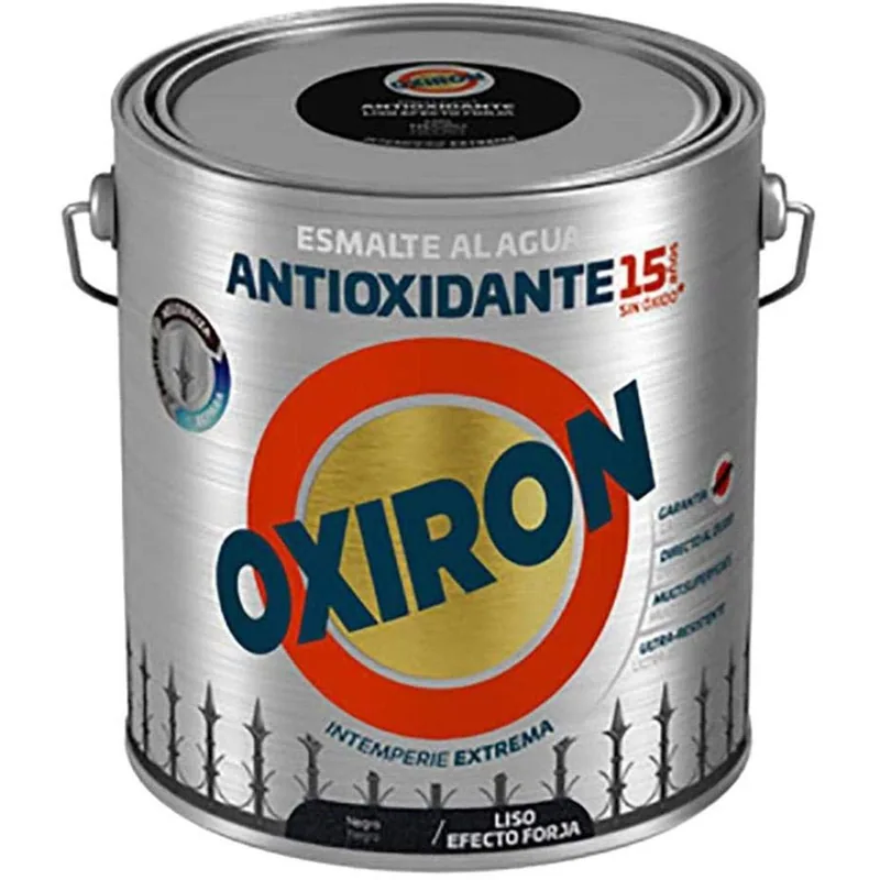 Oxiron Esmalte antioxidante al agua liso forja negro, 2,5 l