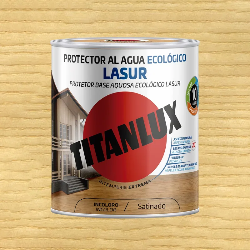 Titanlux Lasur al agua ecológico madera satinado incoloro 750 ml
