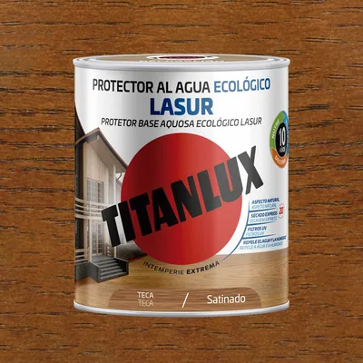 Titanlux Lasur al agua ecológico madera satinado teca 750 ml – foto 1