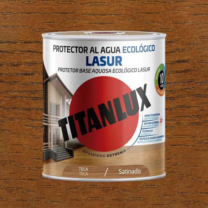 Titanlux Lasur al agua ecológico madera satinado teca 750 ml
