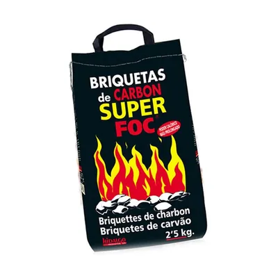 Superfoc Briquetas de carbón vegetal 2,5kg 08006 (pack de 4)