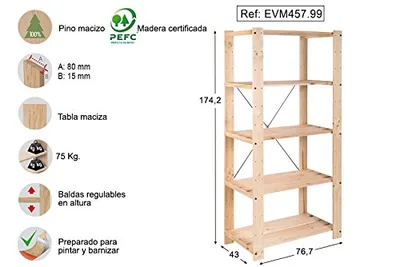 Astigarraga 75260 estantería alistonada Evolution 5 pino macizo – foto 4