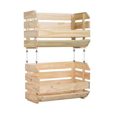 Astigarraga caja apilable de madera maciza de pino 35,3x60x28,5 cm