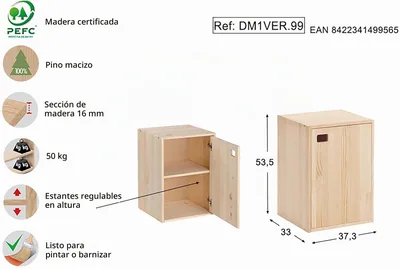 Astigarraga Mueble Dinamic 1 puerta módulo vertical pino macizo – foto 5