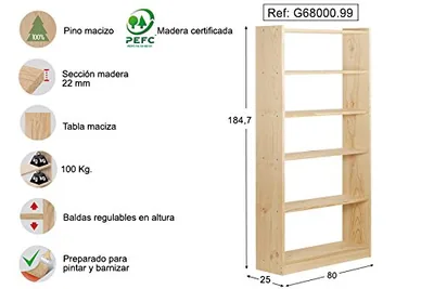 Astigarraga Kit Line estantería Gala 6 baldas regulable 184,7x80 cm – foto 8