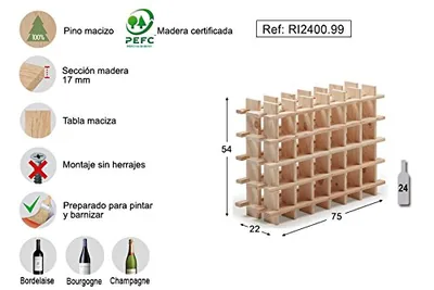 Astigarraga Botellero Rioja de pino para 24 botellas 54x75x22 cm – foto 6