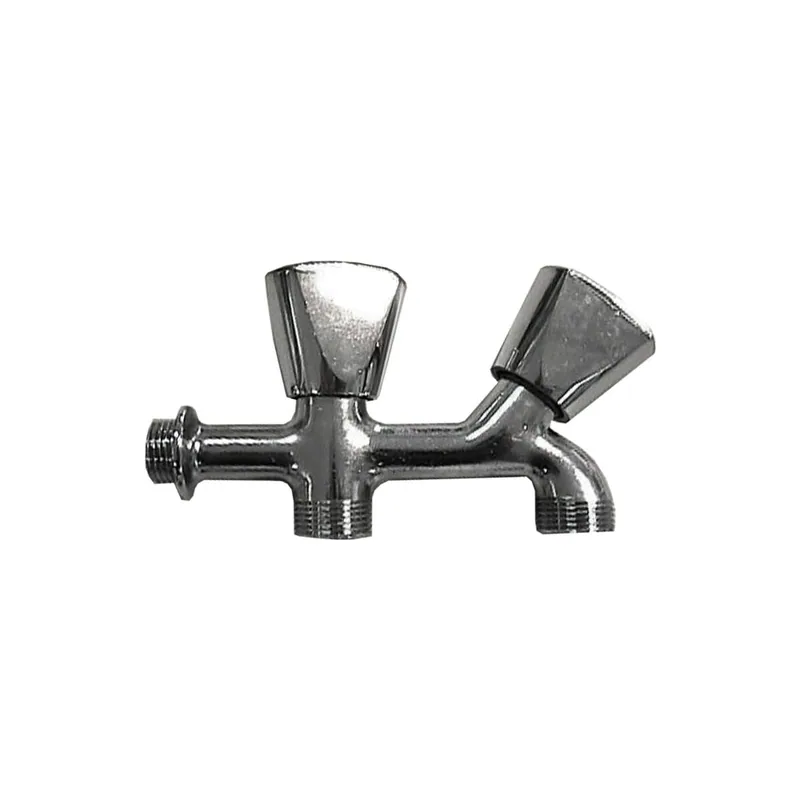 EDM Grifo para lavadora doble rosca de metal cromado 1/2