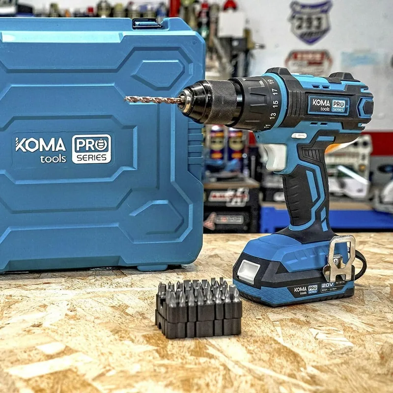 Koma Tools 08750 Taladro percutor atornillador 20 V con cargador