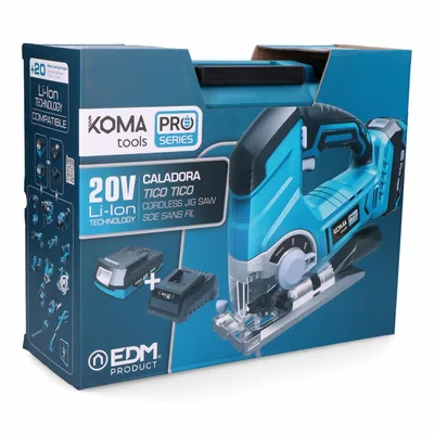 Koma Tools Kit sierra de calar 20V con batería 2.0A y cargador 23x21,5cm – foto 7