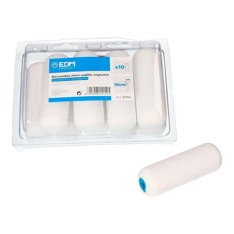 EDM 10 recambios de mini rodillo de espuma 110mm para pintura al agua