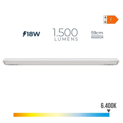 EDM Regleta estanca LED IP65 18W 1500lm 6500K luz fría 5,9x59x6,6cm – foto 2