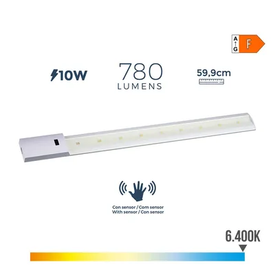 EDM Regleta LED con sensor 10W 780 lúmenes 6400K luz fría 59,9x5,5cm – foto 3