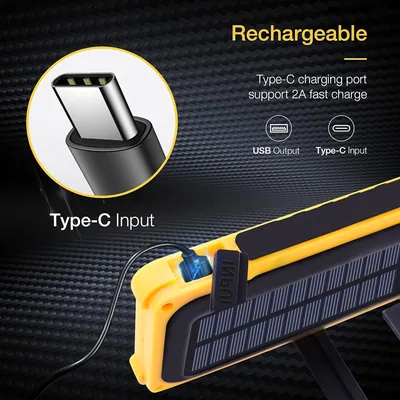 EDM Linterna LED solar recargable con gancho e imán COB 10W 750lm – foto 1