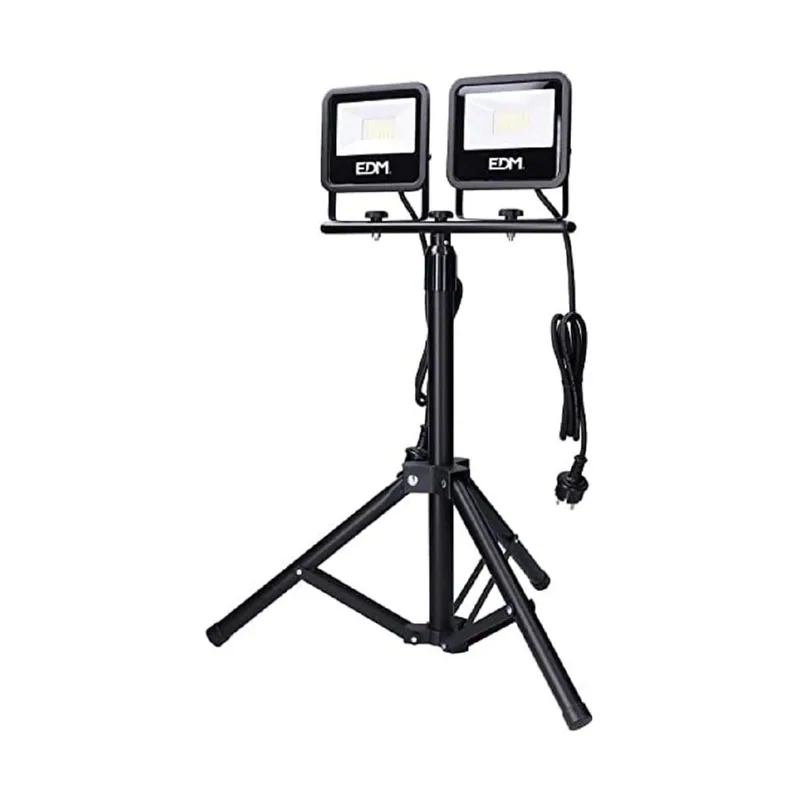EDM Foco proyector LED con trípode 2x30W 2x2370lm 6400K luz fría Black Series