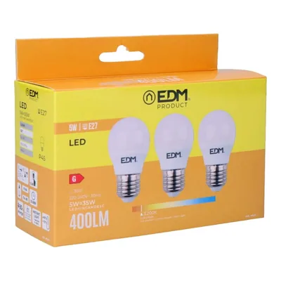 EDM 98201 kit 3 bombillas esféricas LED luz cálida (pack de 5)