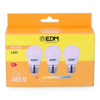 EDM 98201 kit 3 bombillas esféricas LED luz cálida – foto 3