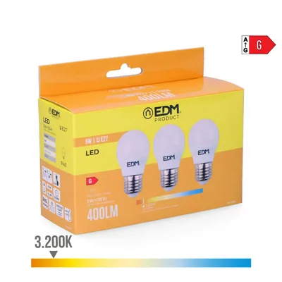 EDM 98201 kit 3 bombillas esféricas LED luz cálida – foto 4
