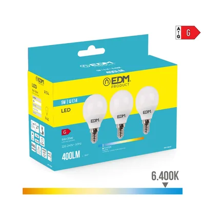 EDM 98202 kit 3 bombillas esféricas LED luz fría – foto 4