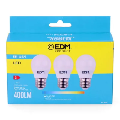 EDM 98203 kit 3 bombillas esféricas LED luz fría – foto 3