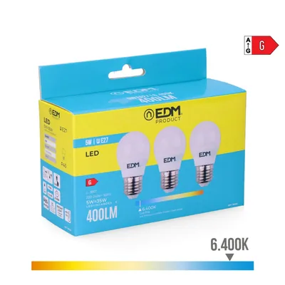 EDM 98203 kit 3 bombillas esféricas LED luz fría – foto 4