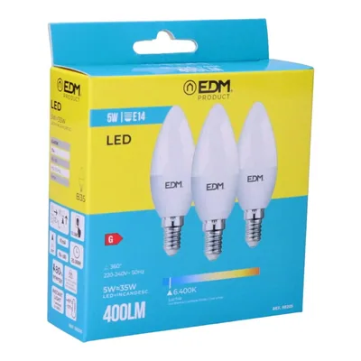 EDM 98205 kit 3 bombillas vela LED luz fría – foto 1
