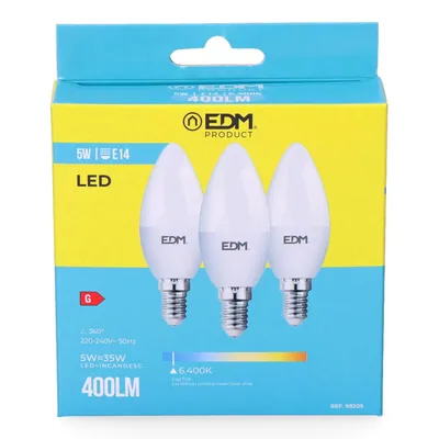 EDM 98205 kit 3 bombillas vela LED luz fría – foto 3