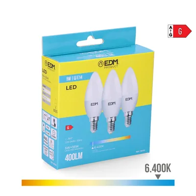 EDM 98205 kit 3 bombillas vela LED luz fría – foto 4