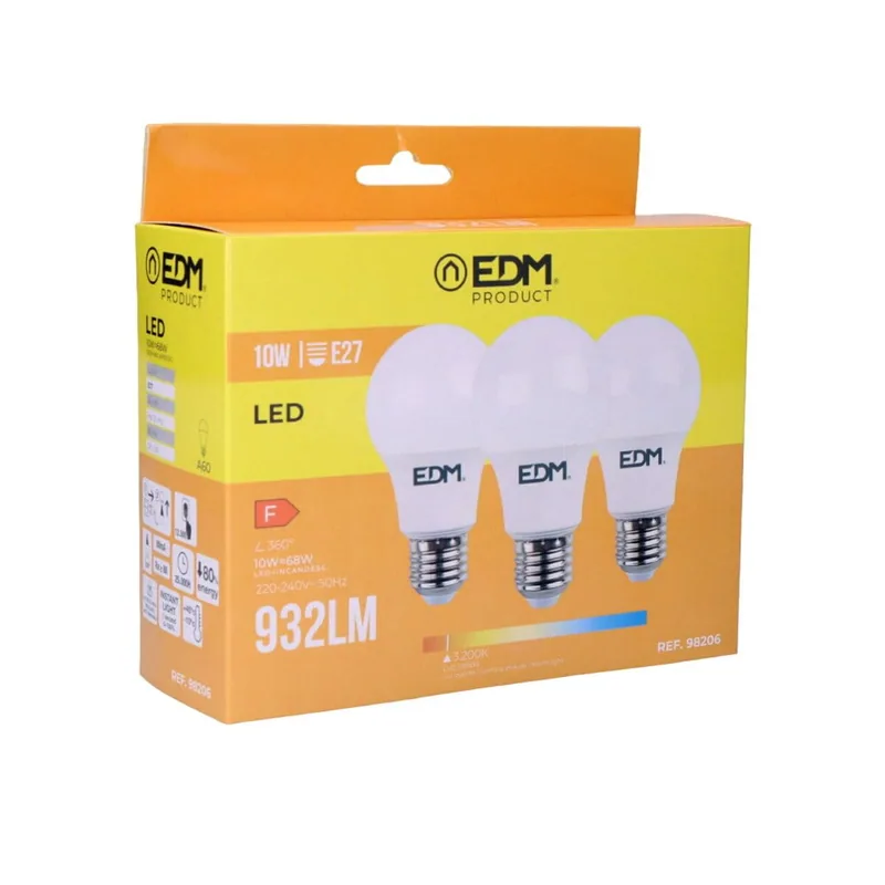 EDM 98206 kit 3 bombillas Standard LED luz cálida