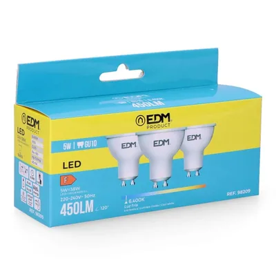 EDM 98209 kit 3 bombillas dicroicas LED luz fría – foto 1