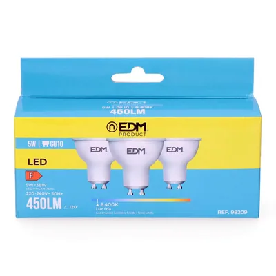 EDM 98209 kit 3 bombillas dicroicas LED luz fría – foto 3