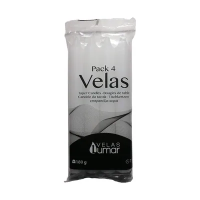 Velas Lumar pack 4 velas bancas (pack de 12)