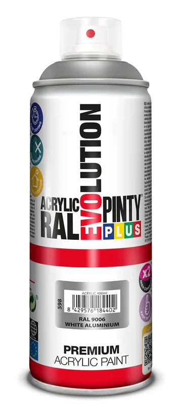 Pinty Plus evolution 598 Pintura Spray Acrílica Brillo 520cc White 400 ml - pack de 3 unidades