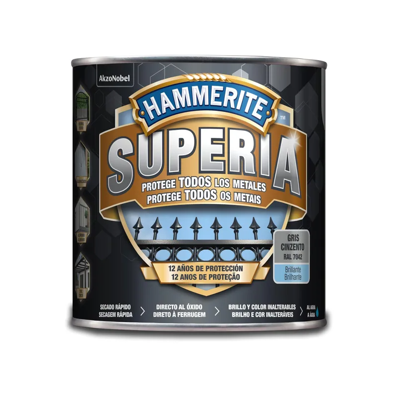 Hammerite Superia Esmalte antioxidante al agua Brillante Gris 2.5 L