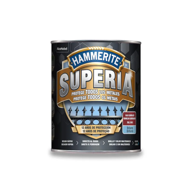 Hammerite Superia Esmalte antioxidante al agua brillante rojo carruajes 750 ml
