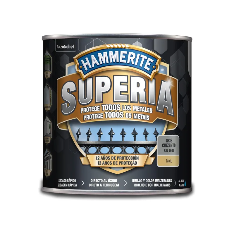 Hammerite Superia Esmalte antioxidante al agua Mate Gris 2,5 L
